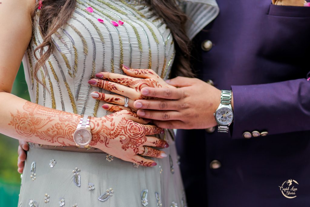 Beautiful Portrait of Aparna & Arnav's Diamond Engagement Rings at their Destination engagement party at JW Marriott Mussoorie