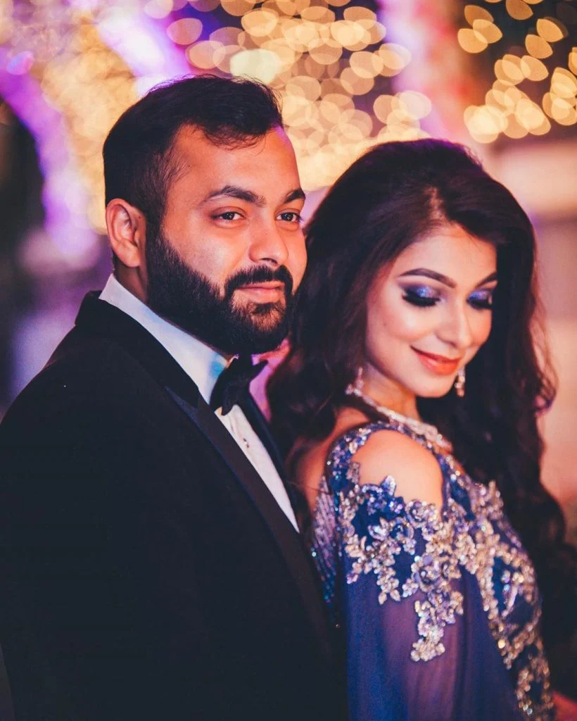 shimmery blue eye makeup for couple photography portrait clicked by AbhiSakshi Photography