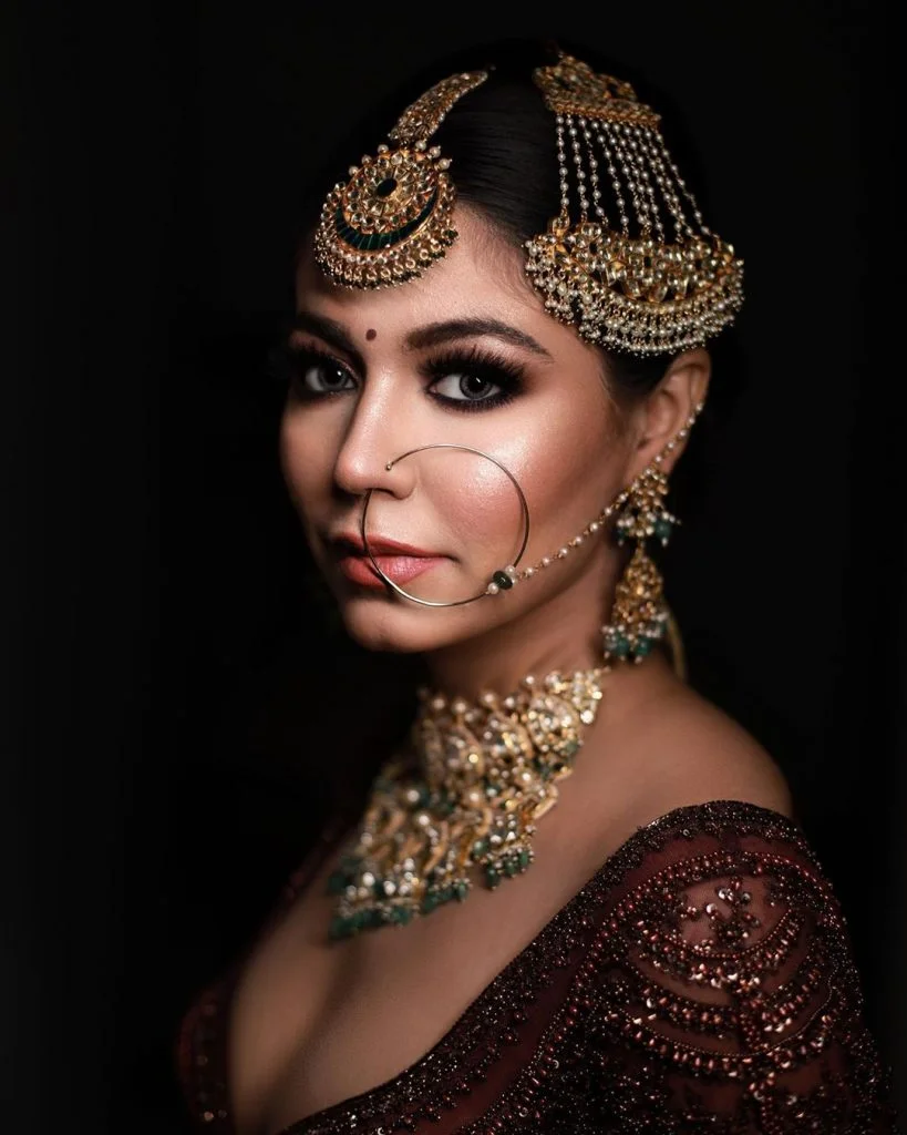 Charcoal black kohl bridal eye maekup with grey coloured lenses by House of Beauty By Sahil (1)