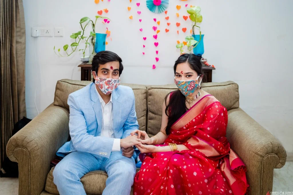 vibrant floral print face mask for wedding ceremonies