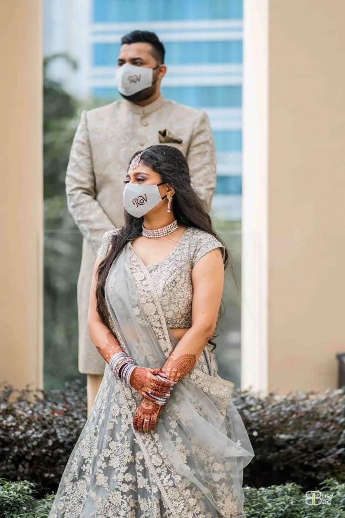 Monogram Engraved Personalized Face Mask For Wedding Couple