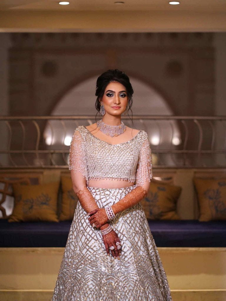 Bhavika is dazzling in her designer bridal wear lehenga.
