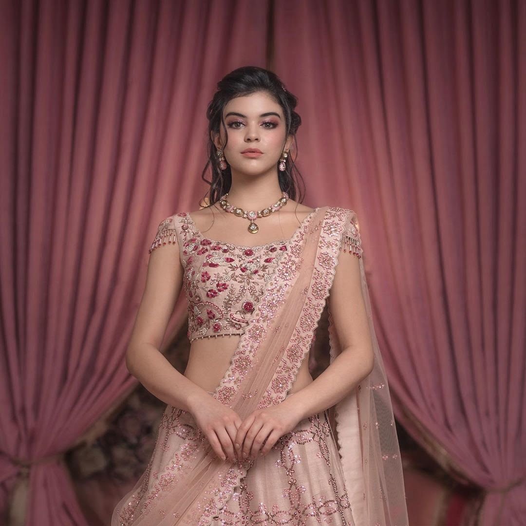 Indian Red Bridal Lehenga with Choli and Dupatta Dress – Nameera by Farooq