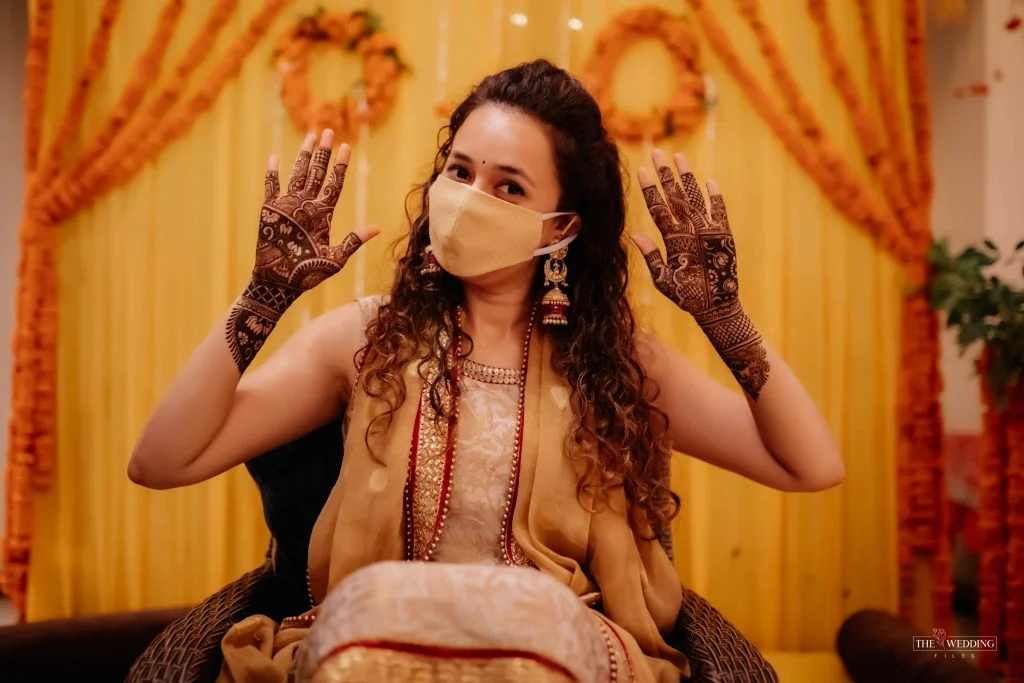 solid plain yellow haldi ceremony face mask