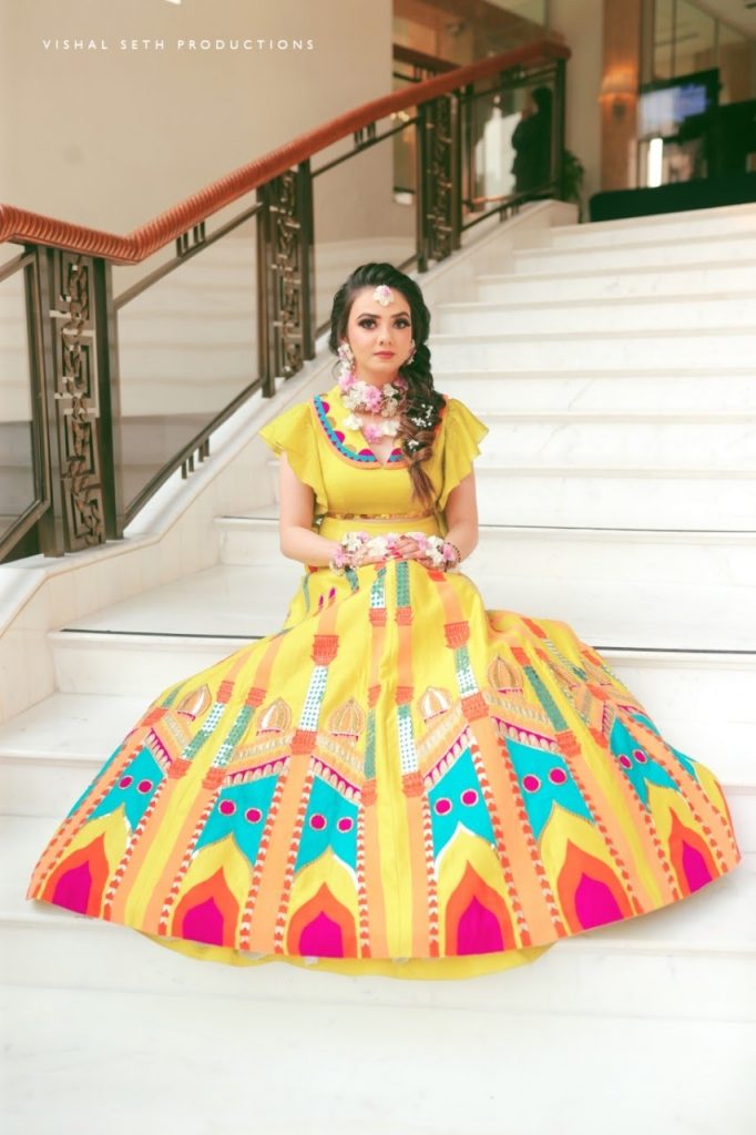 Yellow lehenga choli for haldi 