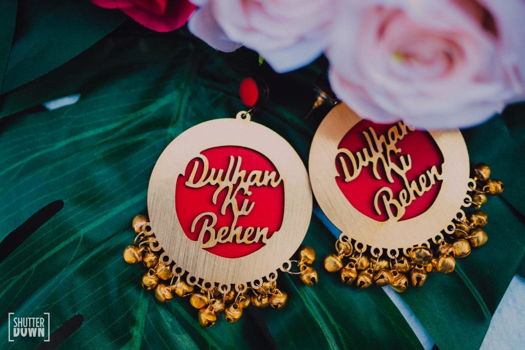 wooden customised dulhan ki behan earrings