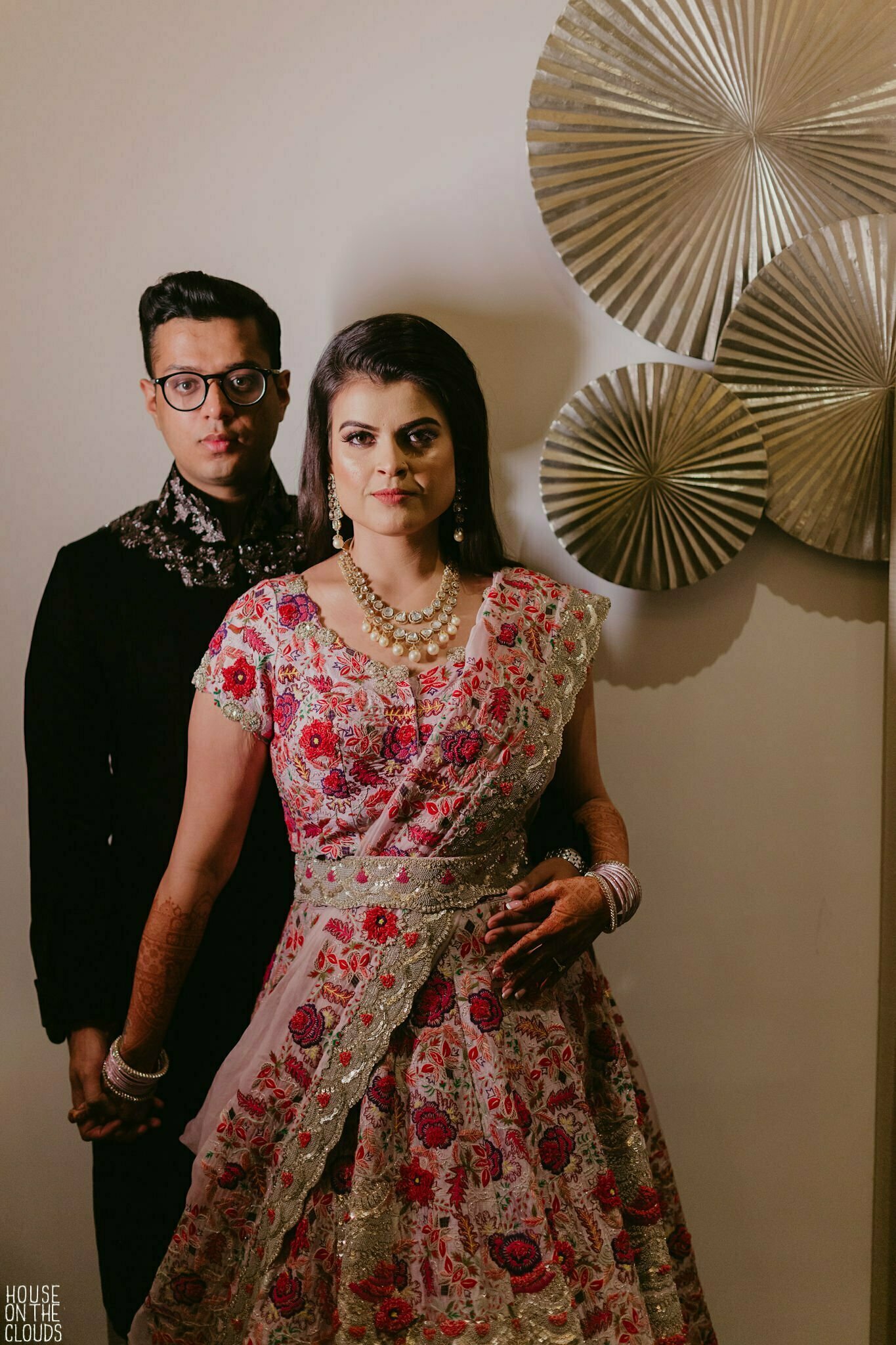 Women Georgette Mirror Work Sangeet Lehenga