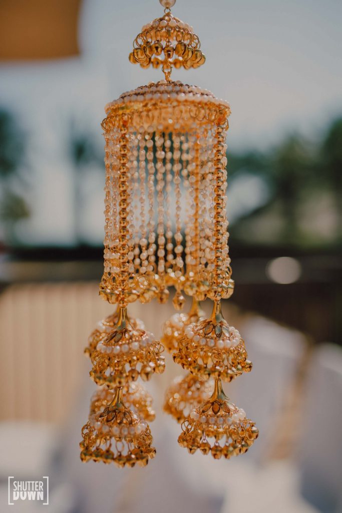 Ra Abta by Rahul designed gold hanging kaleeras 