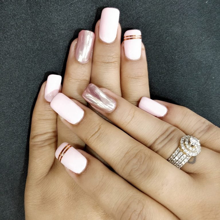 matte baby pink nail art ideas | WedAbout