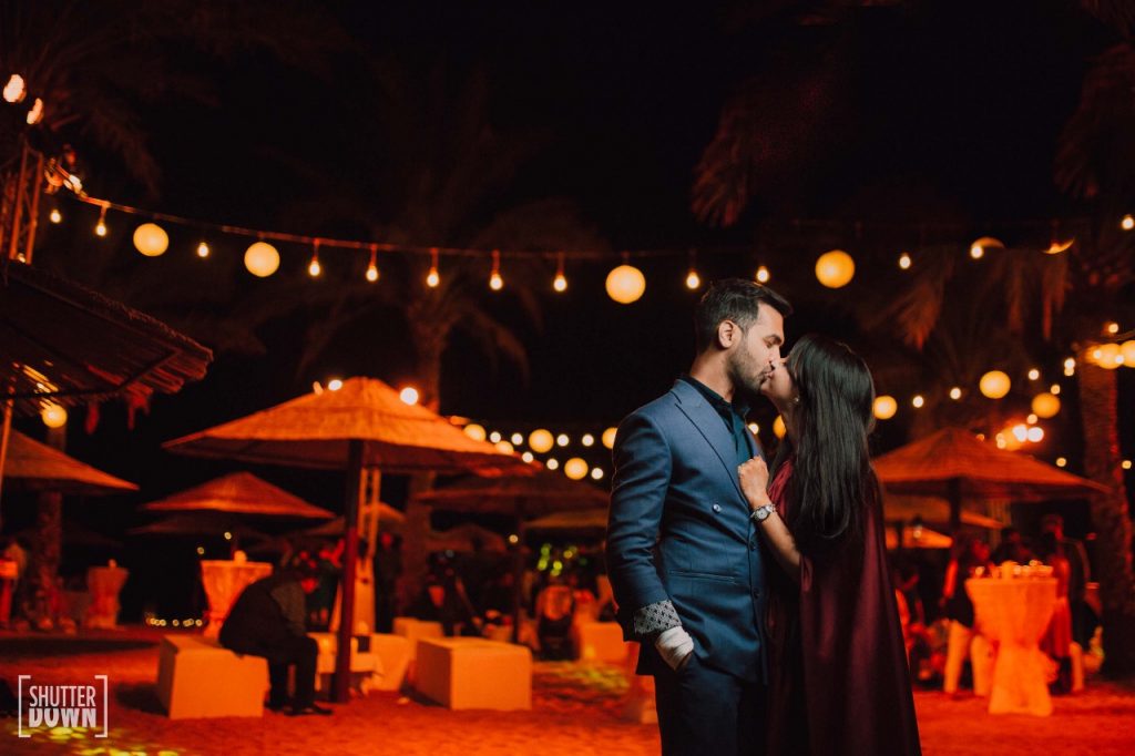 adorable shot of Mrighna & Shallabh for beach wedding captured by Shutterdown Photography