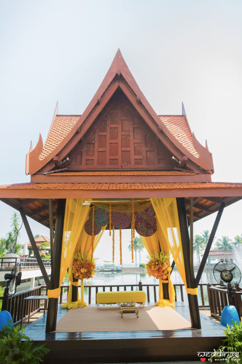 Open Air Haldi Ceremony in Hua Hin, Thailand with the theme 'Rang De Basanti'