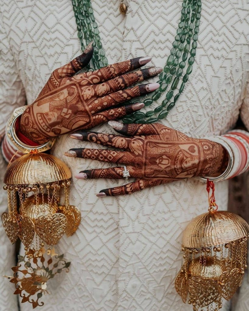 classy glitter and matte silver bridal nails