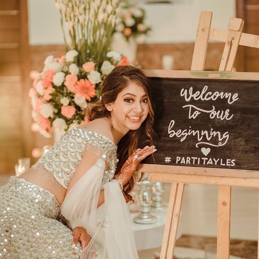 chalk board wedding sign post decor for entrance