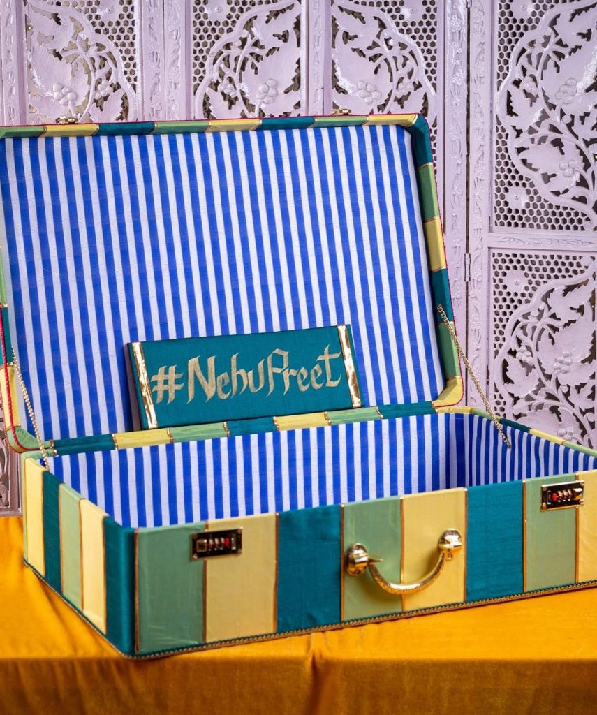 indoor home wedding trunk decoration from nehupreet mehendi