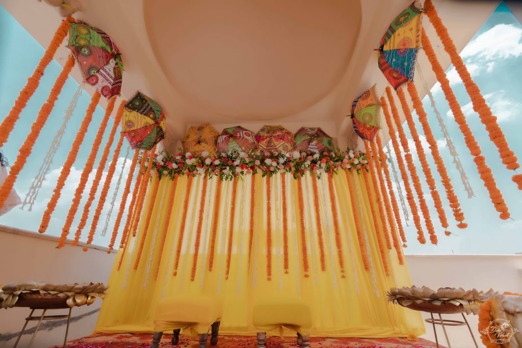 umbrella DIY ceiling decor for wedding mandap