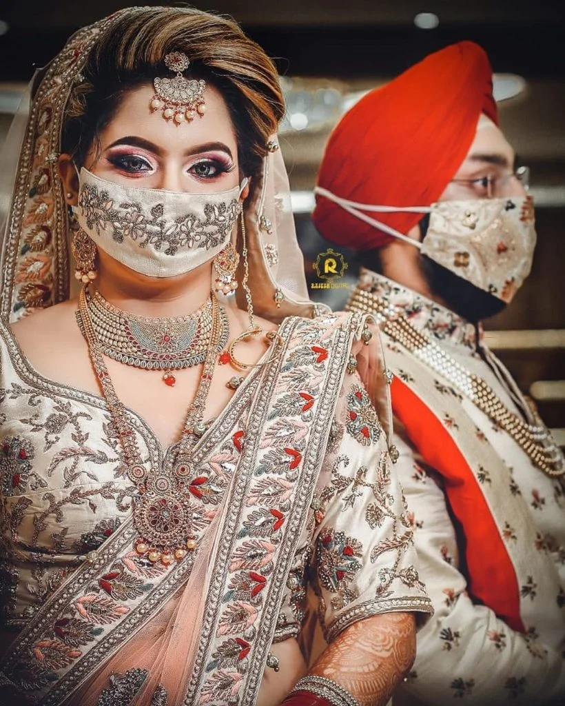 couple embroidered floral face masks beige crème