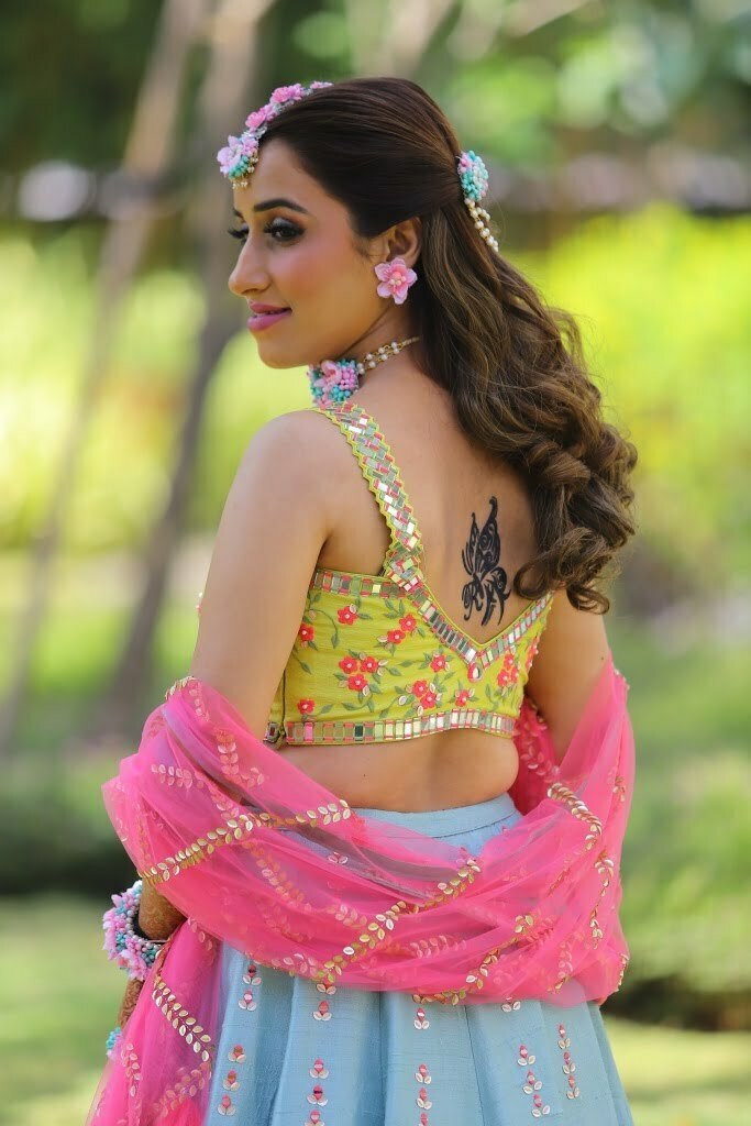 Yellow Crop Top Style Choli Blouse for haldi ceremony