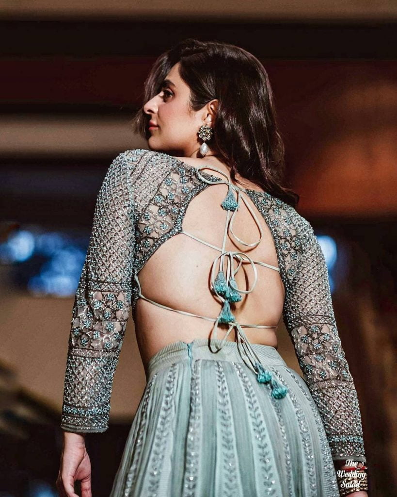 Backless Blouse with Multiple Tassel doris bridal blouse For embroidered lehenga