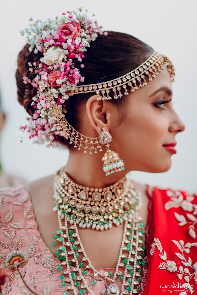 Side-profile of Shalini in bridal makeup at her Dusit Thani Hua Hin wedding