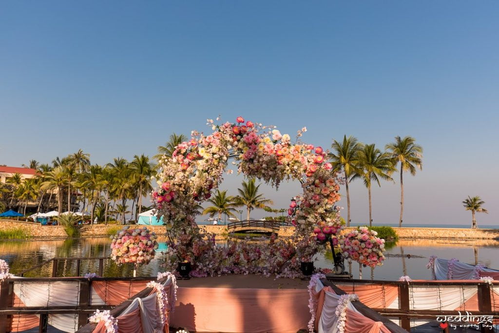 Pastel Pink and White Decorations for this Lakeside destination wedding in Thailand 