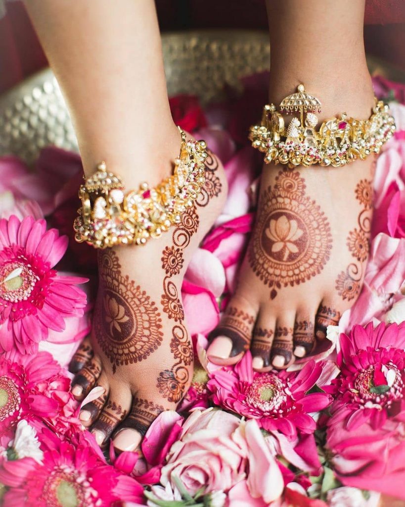 Lotus mandala mehendi design for feet