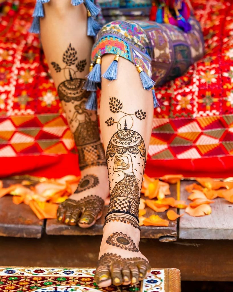 Unique umbrella cut leg mehndi design for 2020