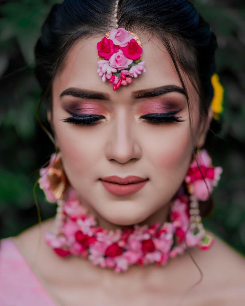 close up pic of bride's makeup