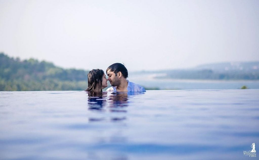 Pre wedding shoot in swimming pool