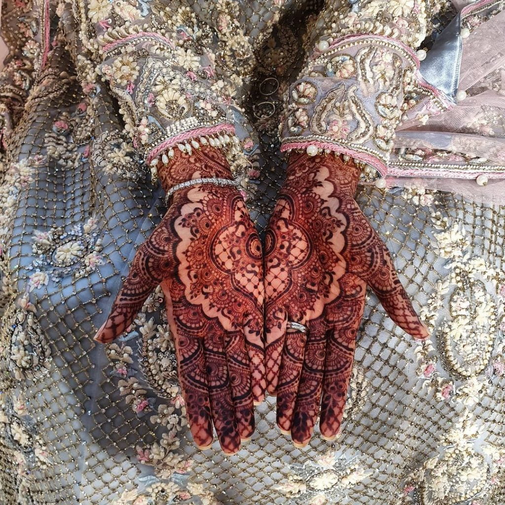Half and Half intricate front hand best mehandi designs for brides