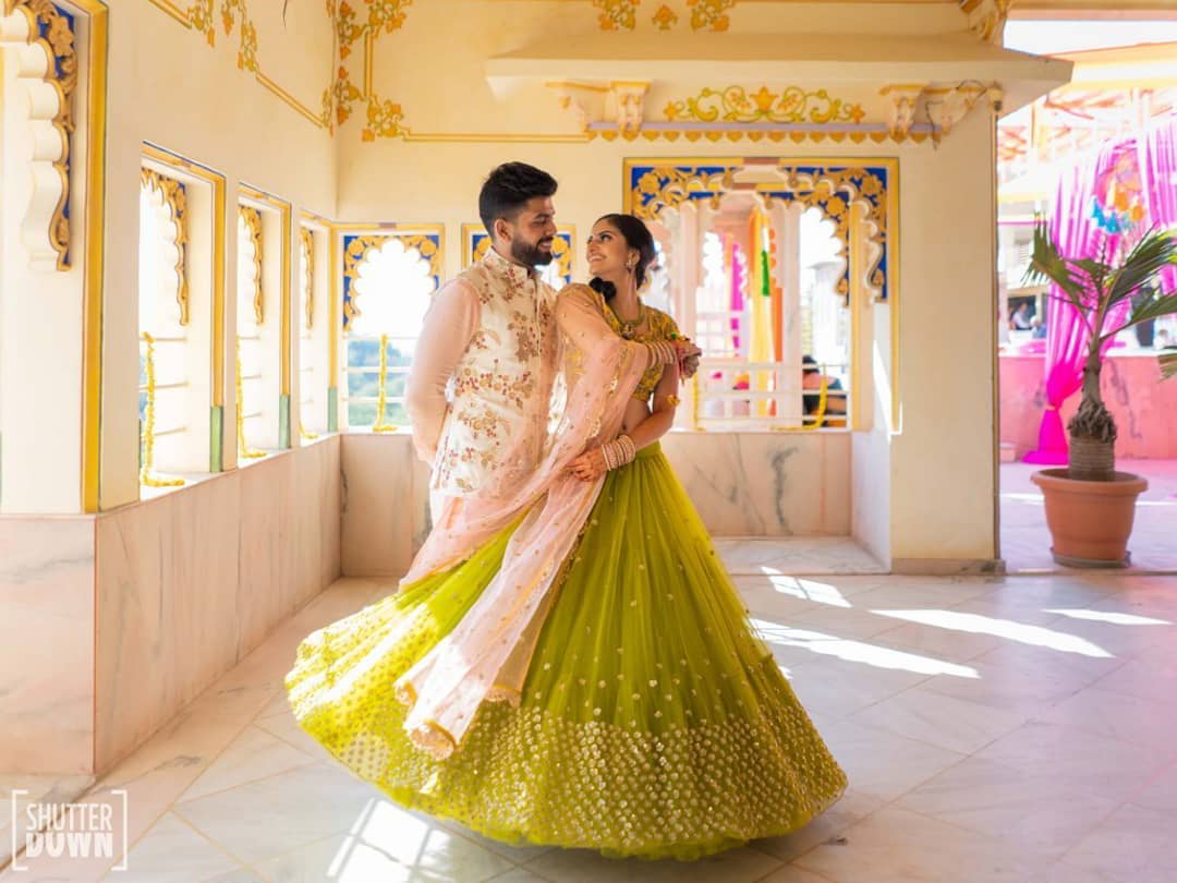 Buy Indian Sabyasaachi Bridal Pink and Green Lehenga Choli for Online in  India - Etsy