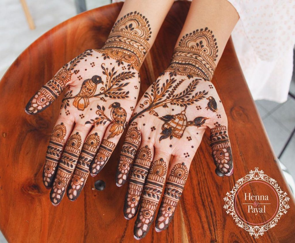 bridal mehndi design 2020 with parrots