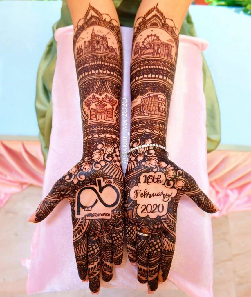 personalized front hand mehendi with wedding date