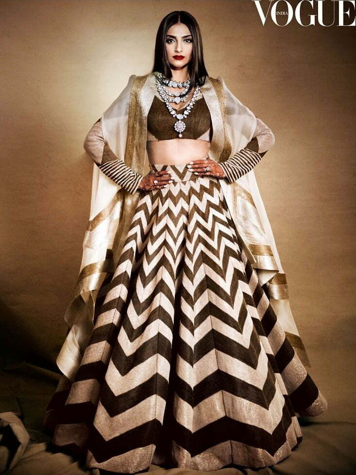 sonam kapoor kaftan jacket with lehenga