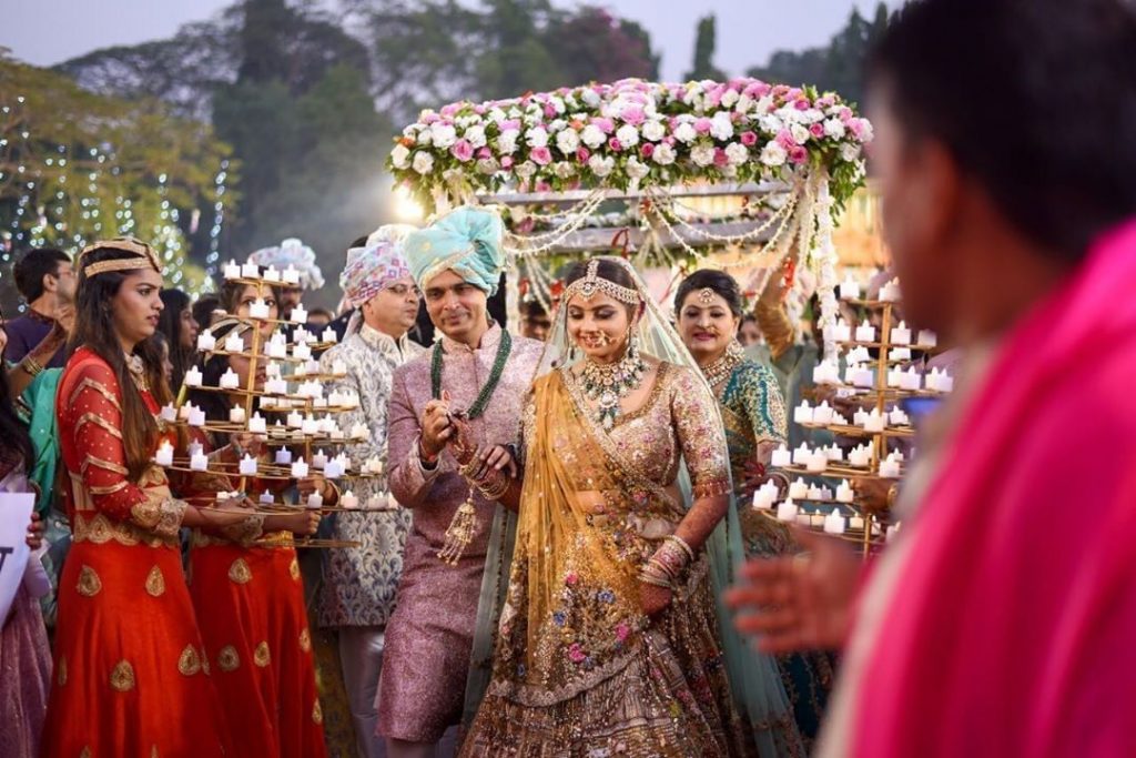 Bride entering with lamps