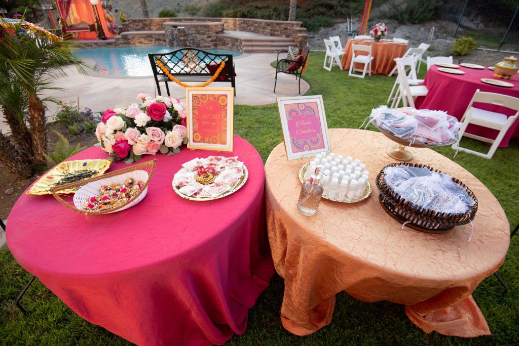 sanitizer stations as mehendi decoration ideas 