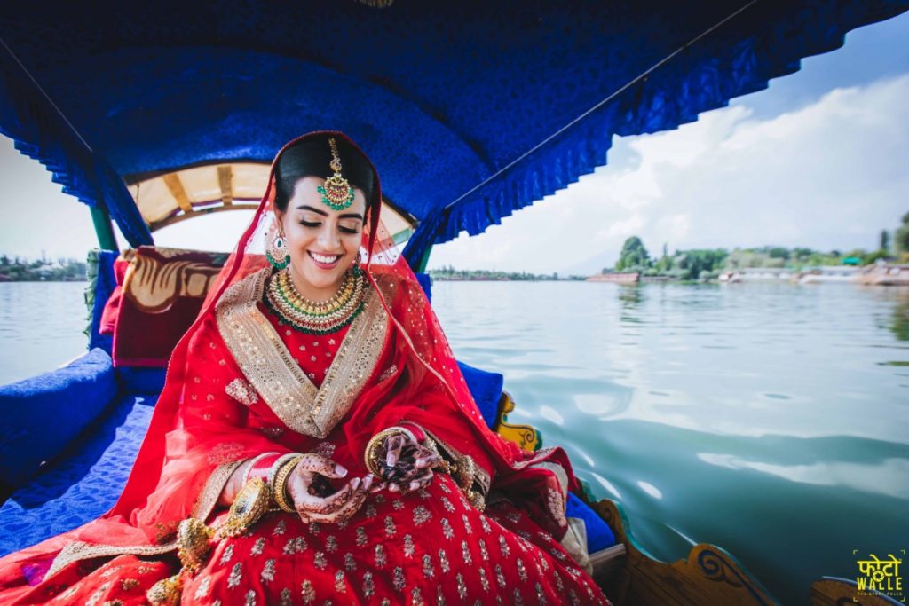 elegant wedding entry in a shikara