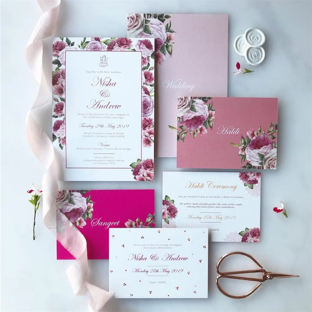 pink handmade invites for indian brides checklist for wedding planning