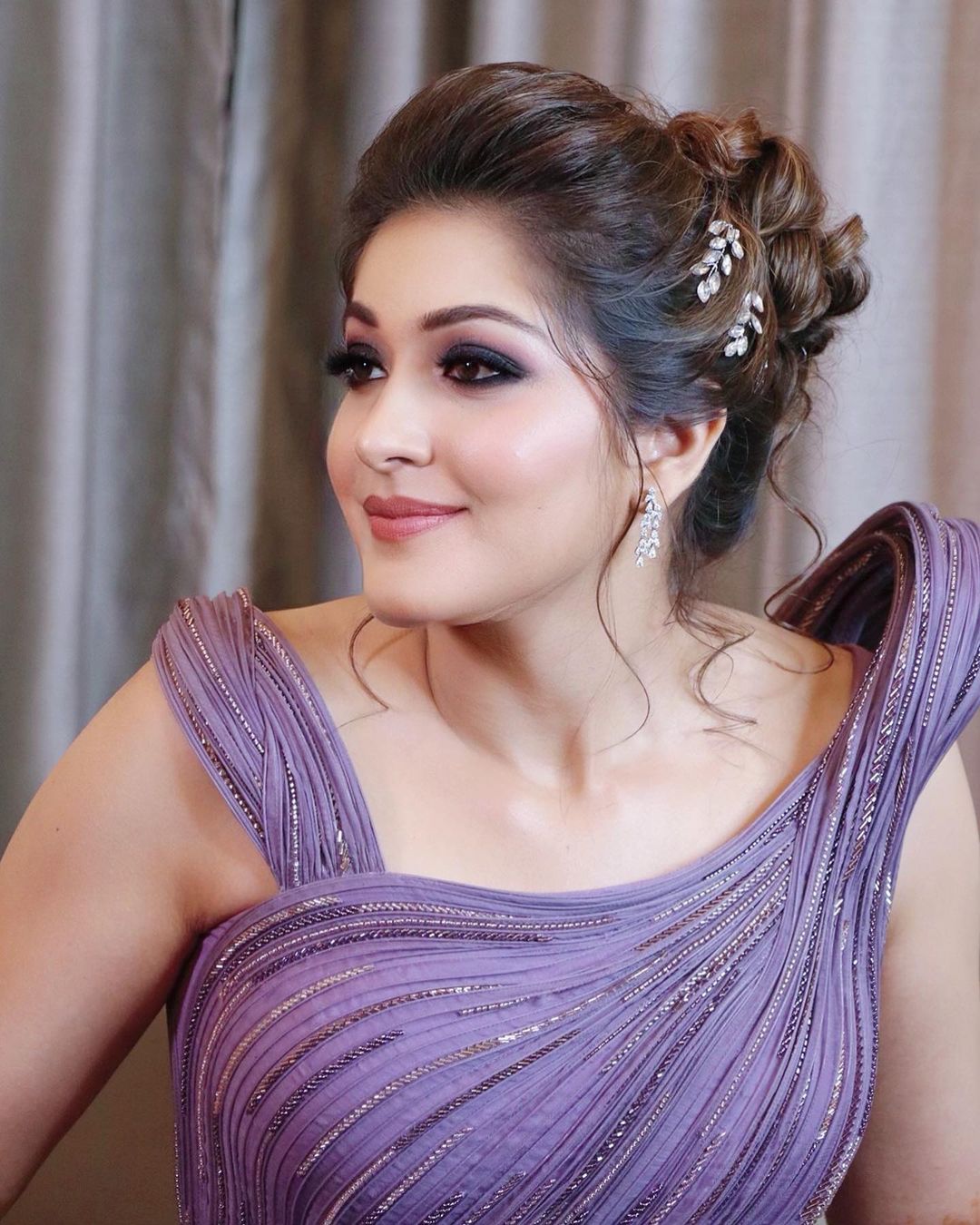 Satin Skin Engagement Makeup Look in Gown