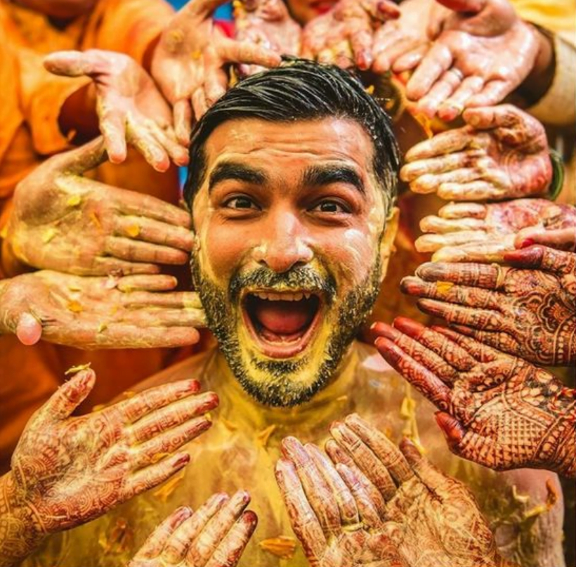 Haldi photoshoot poses for single groom 