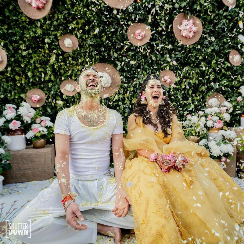 Haldi photoshoot poses for Indian couples