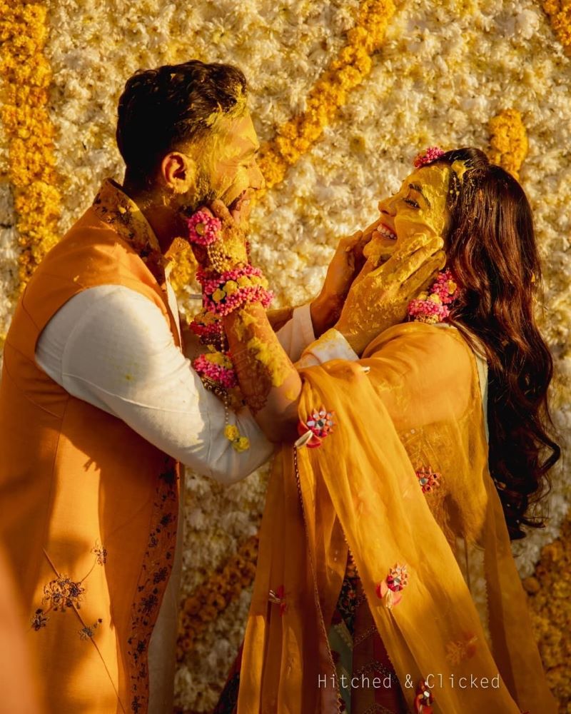 Haldi photoshoot poses for couple photography