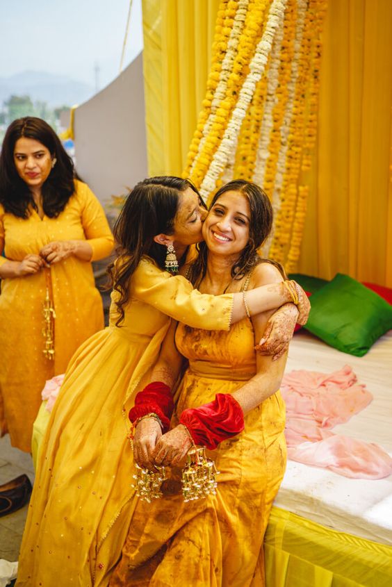 Haldi photoshoot poses for sister's Haldi function 