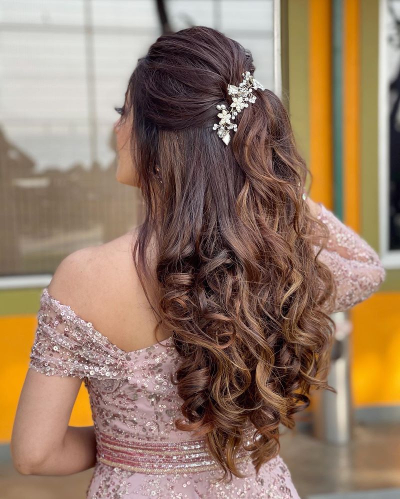 30+ Engagement Hairstyles For Brides-To-Be! | Engagement hairstyles, Modern  indian wedding, Hairstyles for gowns