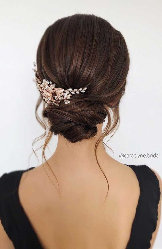 low bun hairstyle for gown