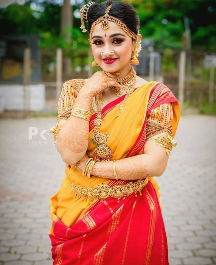 Kerala bridal makeover in traditional look Hindu Bridal Wedding Makeup   Saree Draping Femin Space  Kerala Hindu Bridal Makeover in Traditional  Look  Bride Hima  DM FOR ALL BRIDAL AND