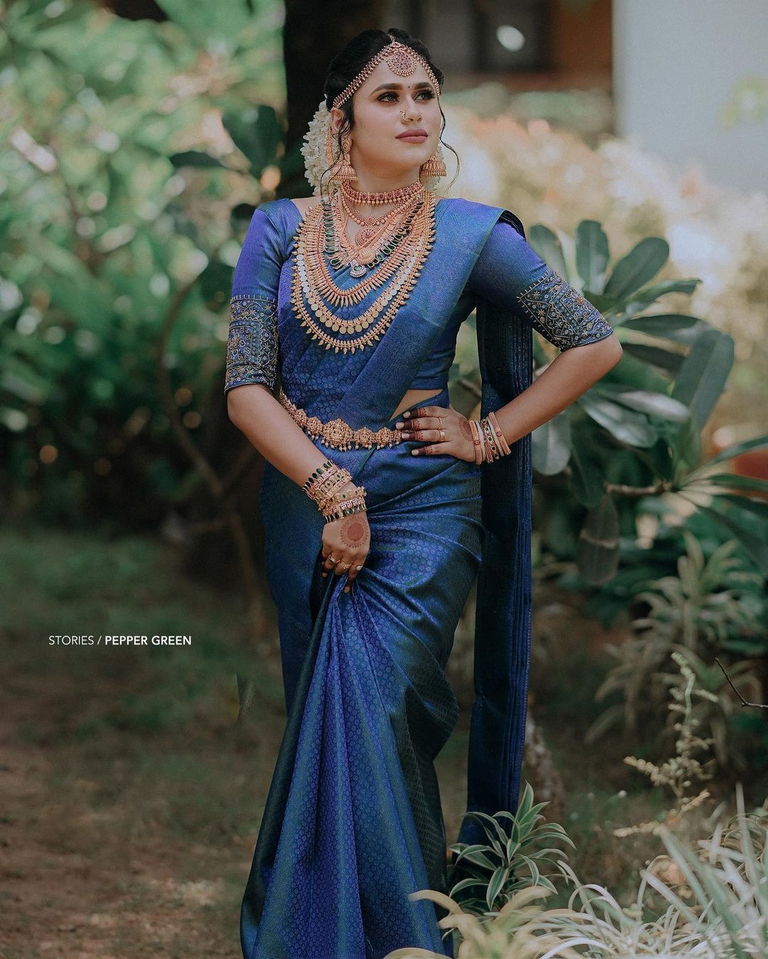 Blue-South-Indian-wedding-saree | WedAbout