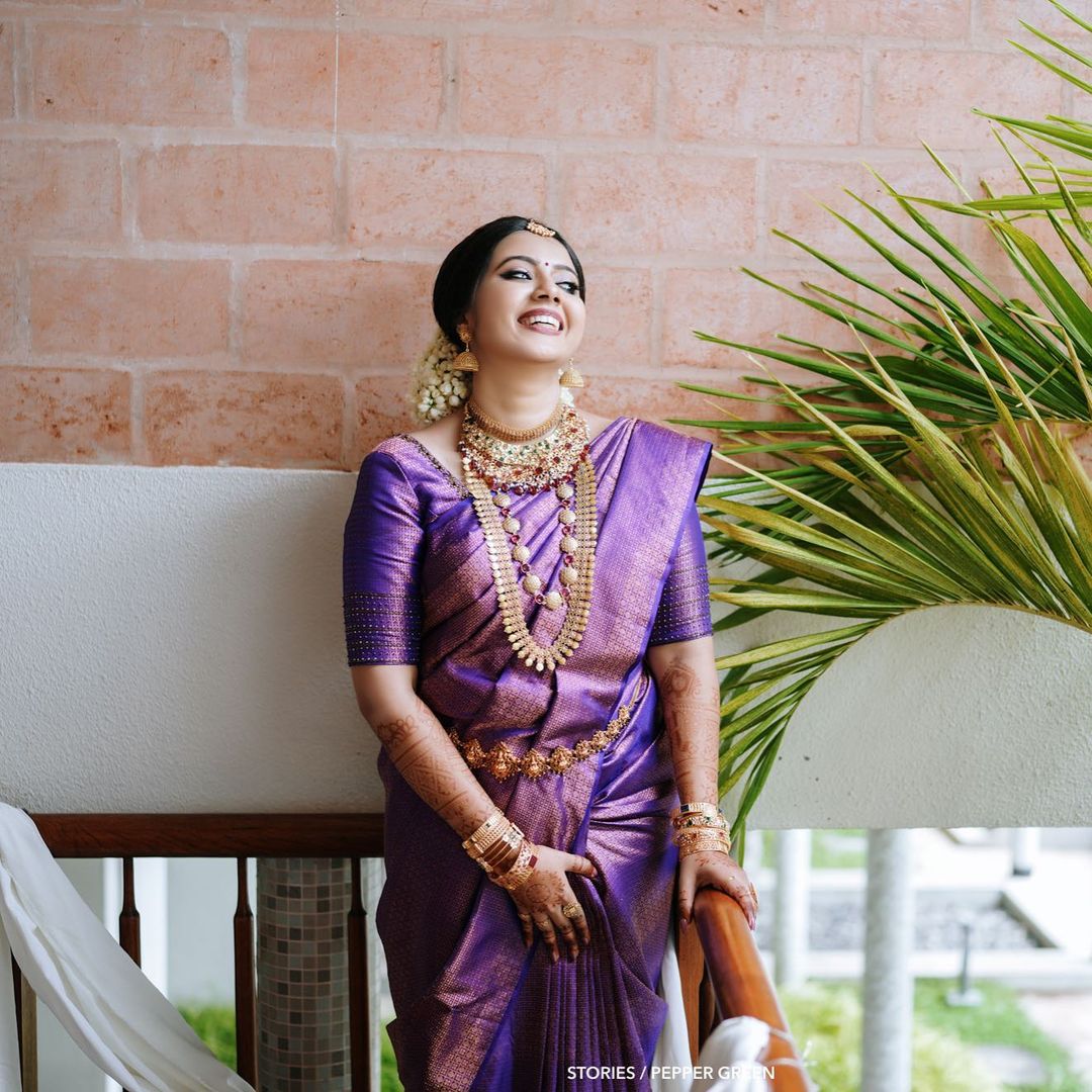 Purple-South-Indian-wedding-saree | WedAbout
