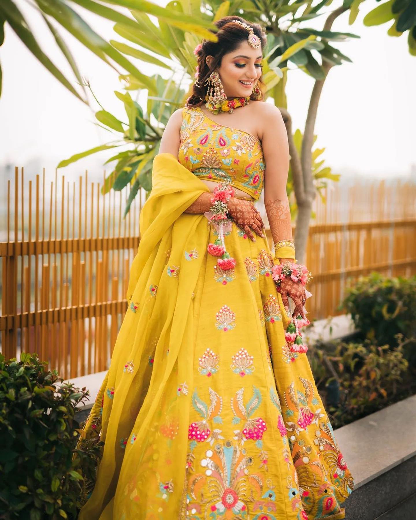 Trendy haldi dress for bride