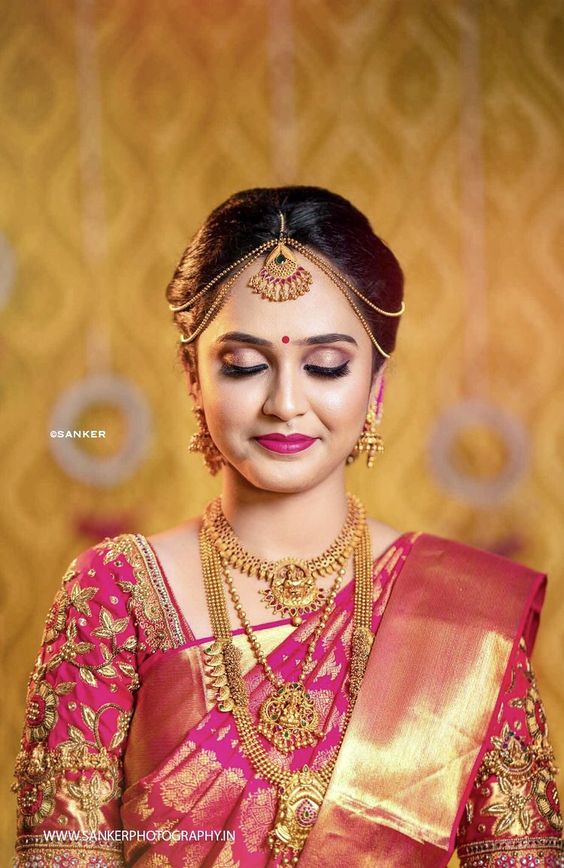 south indian look for engagement and marriage