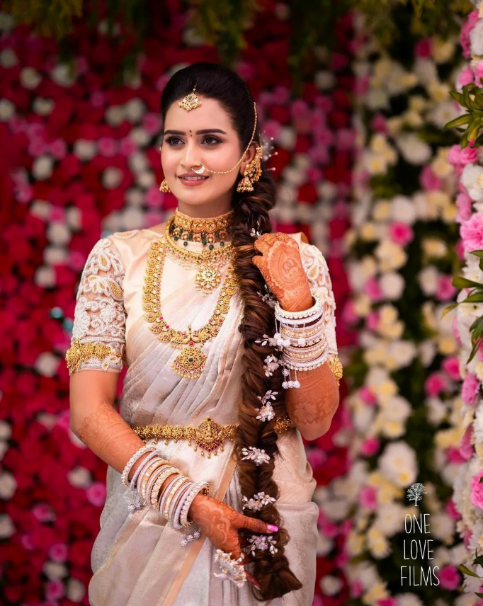 south indian white kanjeevaram silk saree